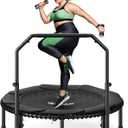 BCAN BT2 450/550LBS Mini Rebounder Trampoline for Adults with Bar, Fitness Trampoline with Bungees, Adjustable Handle, Stable & Quiet, Indoor Outdoor, Whole-Body Workout & Relaxation at Home-40IN/48IN