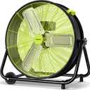 VAGKRI 24 Inch Industrial Drum Fan, 320W High Velocity Floor Fan, 3 Speed Heavy Duty Metal Air Circulator, 360 Tilt with Casters Handle ETL Standard for Patios, Warehouse, Commercial,Basement (Green)