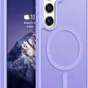 Rayboen for Samsung Galaxy S23 Case Magnetic, [Compatible with Magsafe] Protective Skin Feel Matte Phone Cover for Samsung S23 with Semi-Clear Hard Back & Soft Edge, Matte Lightpurple
