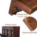 Decorative Key Hanging Rack with 4 Double Hooks Easy Install Natural Wooden Key and Mail Holder for Wall Mount Entryway Decor Rack with Shelf (Brown)
