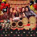 192Pcs Red Cheetah Print Birthday Party Decorations Serves 24