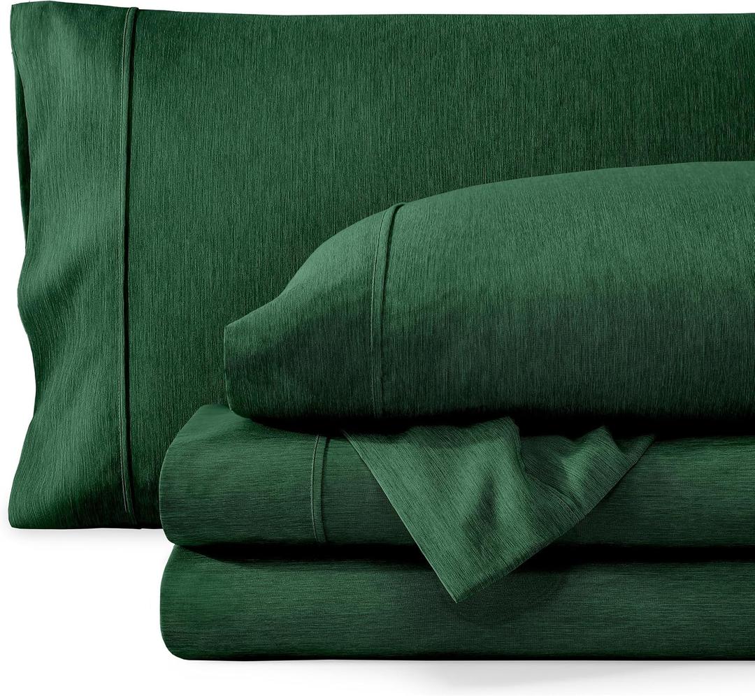 Bare Home Queen Sheet Set - Luxury 1800 Ultra-Soft Microfiber Double Brushed - Deep Pockets - Easy Fit - 4 Piece Set - Bedding Sheets & Pillowcases (Queen, Heathered Forest Green)