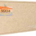 Lightomorrow Bulletin Board, 36 x 24 inches Felt Board - Decorative Pin Board, Cork Board Alternative for Wall, 3' x 2' Foldable Self-Adhesive Vision Board Prayer Board with 20 Pushpins - Beige Brown