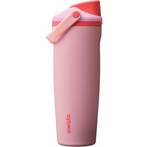 Owala FreeSip Sway Insulated Stainless Steel Water Bottle with Two-Way Spout, Built-In Straw and Bucket Handle, Made for Travel, School, and Sports, 30oz, BPA Free, Leak Proof, Pink Angel Food Cake
