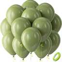 Bezente Sage Green Balloons Latex Party Balloons - 100 Pack 12 inch Round Helium Olive Green Balloons for St. Patrick's Day Woodland Birthday Bridal Shower Graduation Safari Jungle Party Decorations (11-green-p104)