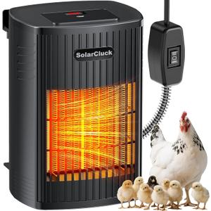 Chicken Coop Heater With Thermostat, 600W/300W Smart Winter Chicken Heater for Inside Coop, Dog House, Built-in Adaptive Temperature Sensor, Adjustable Temp, 6.5Ft Anti-Chew Cord, Memory Function