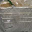 Ohmlove 4 Packs Storage Bins with Bamboo Lids - Plastic Storage Containers with Lids Stackable Storage BoxStorages Baskets for Organizing Desktop Closet Playroom Classroom Office,White