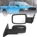 JDMSPEED Left Driver Side Door Mirror Compatible with Ram 1500 2009-2018 Ram 2500 3500 2010-2018 with Heated Power Glass Turn Signal Puddle Light(10 Pins)