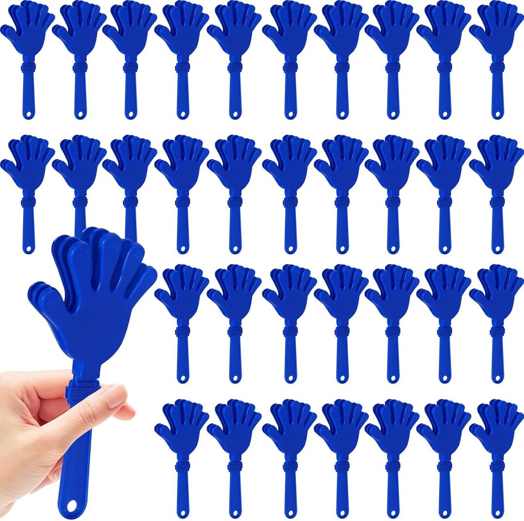 36 Pcs Hand Clappers for Sporting Events Loud Plastic Noisemakers for Football Basketball Baseball Fans Blue