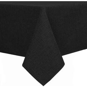 Hiasan Faux Linen Rectangle Tablecloth - Wrinkle and Stain Resistant Washable Table Cloth for Kitchen Dining Room Holiday Table Cover for Party Dinner, Black, 54 x 108 Inch