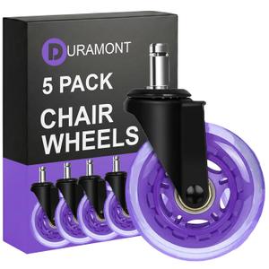 Office Chair Wheels Replacement - Heavy Duty Chair Casters, Rubber Roller Blade Wheels for Carpet and Hardwood Floors Silicon Desk Accessories (Purple)
