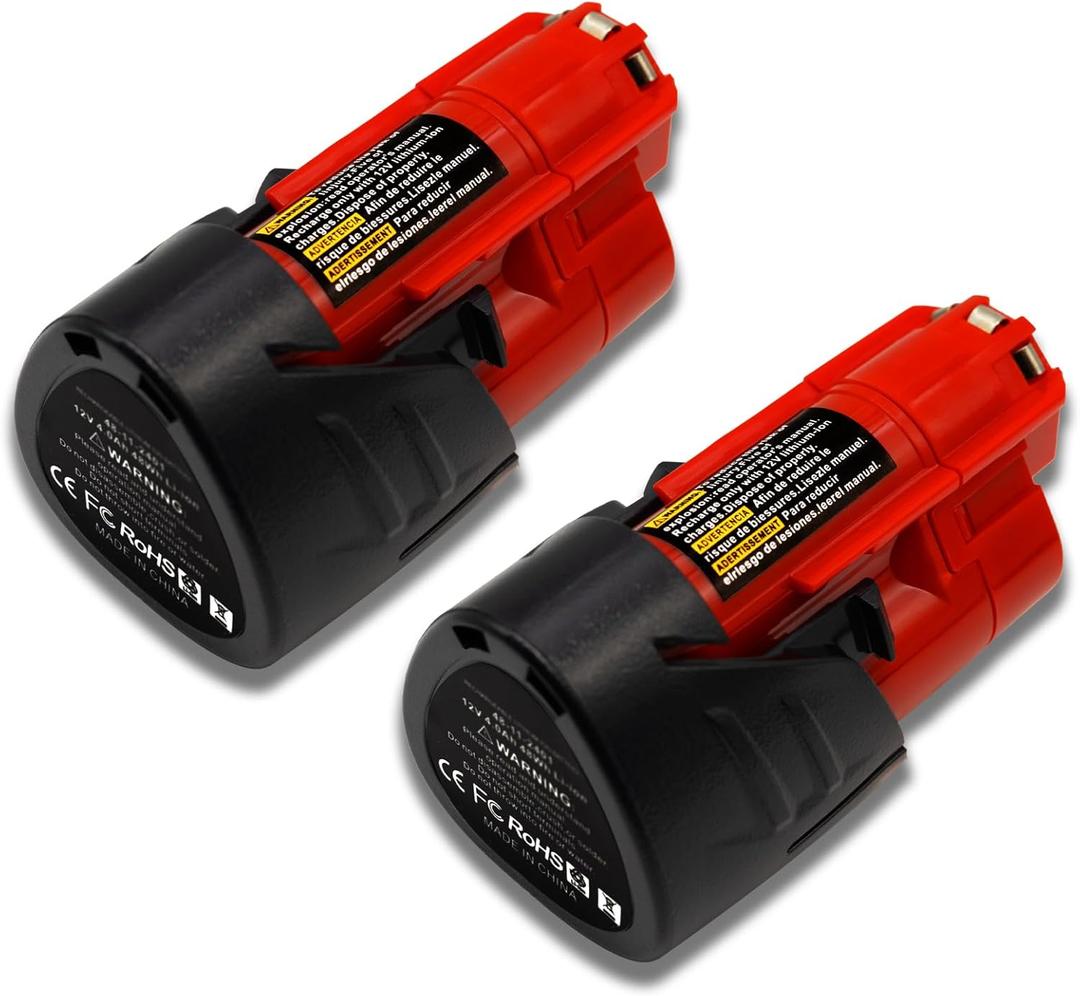 2-Pack 4.0Ah 12V Lithium-Ion Replacement Battery Compatible with Milwaukee Cordless Tools - Fits Models 48-11-2420 48-11-2440 48-11-2402 48-11-2411 48-11-2412 (Non-OEM)