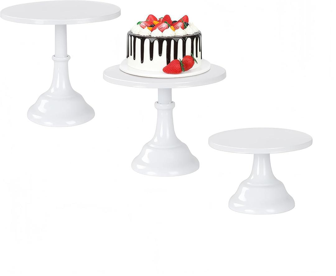 3pcs Metal Cake Stand Set 8''10''12'' Dessert Table Display Perfect for Baby Shower Wedding Birthday (white)