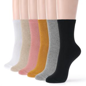 Kikiya Women's Mid-Calf Ruffle Crew Socks - 4/6 Pair Soft Cotton Colorful Casual Dress Socks - Boot Trouser Uniform Size 6-8