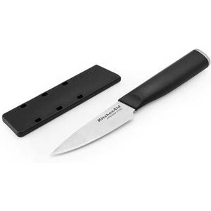 KitchenAid Classic Paring Knife with Endcap and Custom-Fit Blade Cover, 3.5-inch, Sharp Kitchen Knife, High-Carbon Japanese Stainless Steel Blade, Black