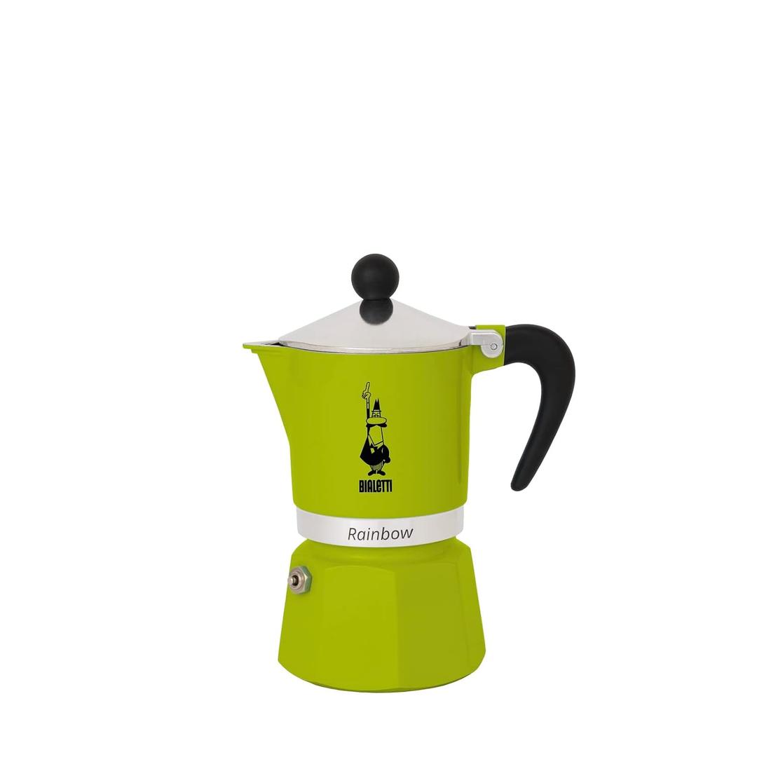 Bialetti Rainbow Moka Pot in Green, 6 Cup Stove Top Espresso Maker - Aluminum Cafetera for Ground Coffee, Italian Coffee Maker for Home Brewing