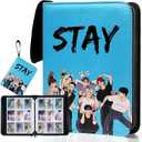 Cute Trading Photocard Binder, STAY Photo Album Cartoon Card Holder Book Storage 900 Cards with Sleeves for Lomo Cards Gift - Boys & Girls, idol Photo Protect (Blue, 9 Pockets)