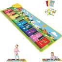FOKI Floor Piano Mat for Toddlers, Sensory Educational Dancing Musical Keyboard Carpet Toy, Animal Sounds Touch Playmat Blanket, for 1 to 5 Years Old Boy and Girl, 39*14 Inch