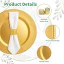110 Pcs Charger Plates 13'' Round Dinner Plate Chargers Set Include 55 Napkin Rings 55 Plastic Beaded Plate Chargers for Wedding Party Table Setting(Gold)