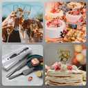 Eisinly Wedding Cake Knife and Server Set, Integral Stainless Steel Longer Cake Cutter and Wider Pie Spatula, Elegant Cake Cutting Serving Set for Party Birthday Bridal Shower Set of 2, Matte Black