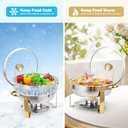 Chafing Dishes for Buffet Set of 2, 5QT Buffet Servers and Warmers, Round Catering Food Warmers Stainless Steel Chafing Dish Buffet Set with Glass Lid & Lid Holder for Parties Events, Gold