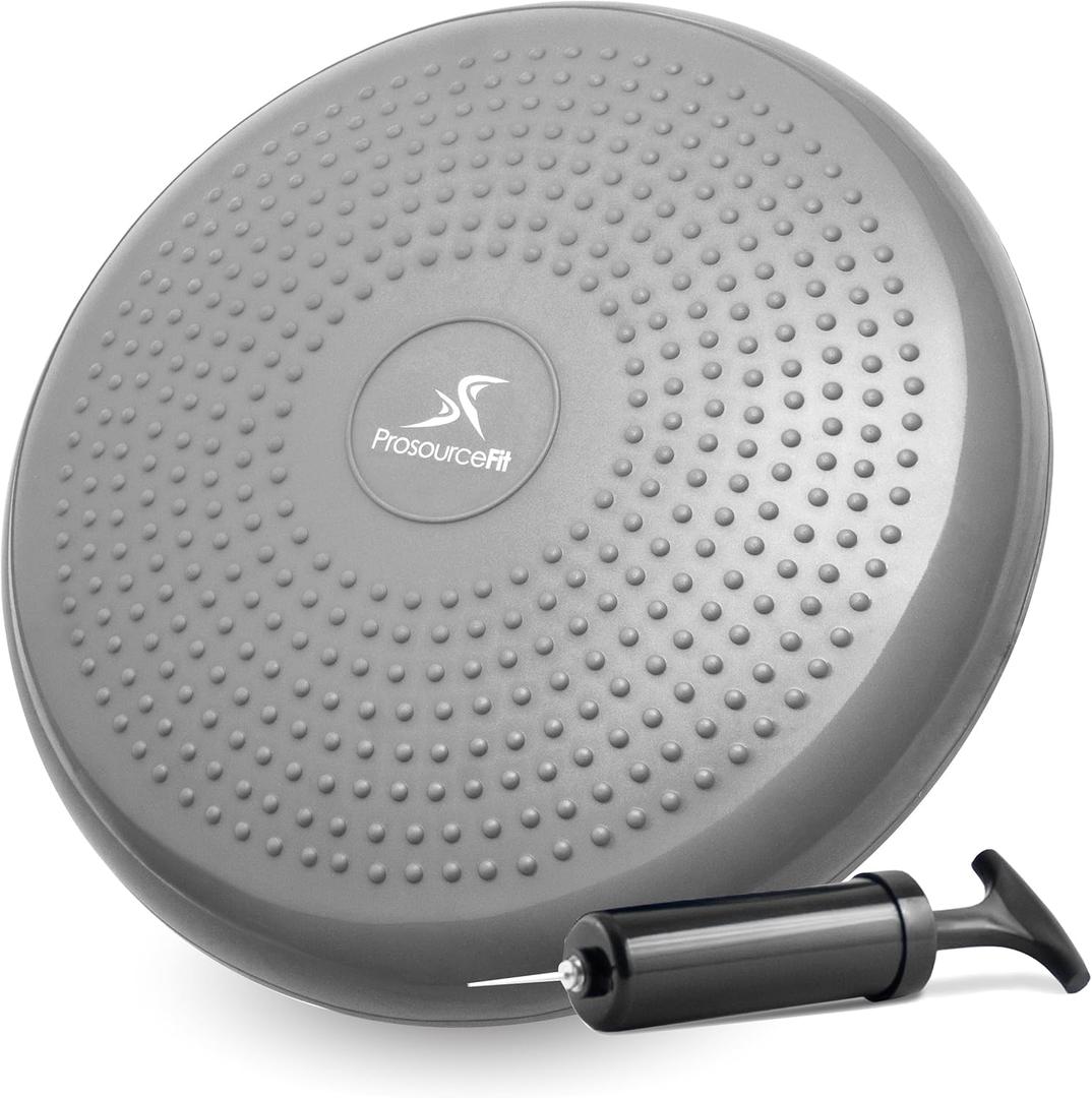 ProsourceFit Core Balance Disc Trainer, 14 Diameter with Pump for Improving Posture, Fitness, Stability (Grey)