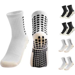 Yufree 4 Pairs Youth Grip Soccer Socks Grip Socks Kids Boys Girls Athletic Sport for Baseball Football Basketball (One Size, Whiteblack)