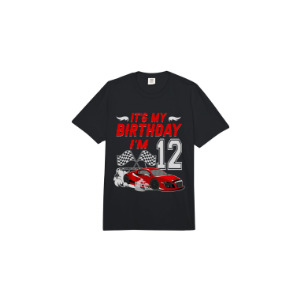 It's My 12th Birthday Boy Race Car Racing 12 Years Old Comfort Colors Adult Heavyweight T-Shirt Largew