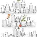 Mini Bud Vases Set of 32 As Wedding Centerpieces for Tables,Clear Bud Vases for Flowers,Small Flower Vases Suitable for Birthday Party,Anniversary,Wedding Reception,Baby Shower (Clear, 32PCS)