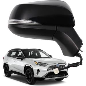 for Toyota RAV4 Side Mirror Assembly Passenger Side 2019 2020 2021 2022 2023 2024|Power|Heated|Turn Signal|BSM (Blind Spot Monitoring) | Replaces TO1321384,TO1321388| Black (RH)
