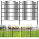 10 Panels Decorative Garden Fence with Gate - 32 in (H) x 23.6 ft (L) No Dig Dog Fence Outdoor for Yard, Rustproof Tall Garden Fencecing Panels, Animal Barrier Suitable for Yard Border, Patio