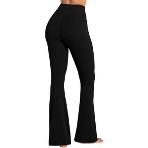 Sunzel Women's Crossover Flare Leggings with Pockets High Waist Yoga Pants High High Workout Gym Bootcut Leggings (X-Large, Black)