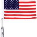 Diamond Plate BKFLAGPL Motorcycle Flagpole Mount and American Flag USA, 13", Silver