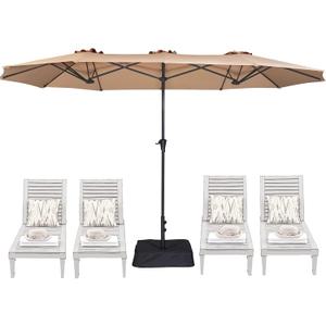 SUPERJARE 13FT Outdoor Patio Umbrella with Base Included, Double Sided Pool Umbrellas with Fade Resistant Canopy, Large Table Umbrella for Deck, Market, Backyard - Beige, 3509ZT