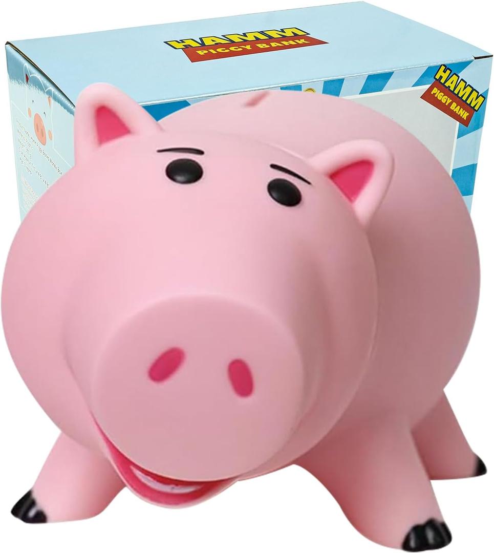 PHOCAS Hamm Piggy Bank Unbreakable Cute Pink Pig Money Bank Plastic Saving Coin Bank for Kids Christmas Birthday Gift