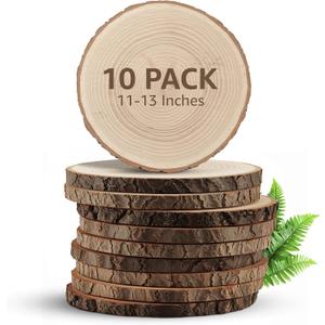 KARAVELLA Large Wood Slices for Centerpieces Wood Centerpieces for Tables, Rustic Wedding Centerpiece, Natural Wood Slabs, Thin Slices, 11-13 inches (10 Pack)