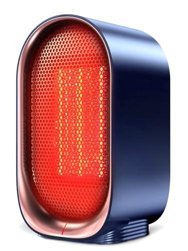Space Heater, Portable Small Heaters for Indoor Use, Electric Desk Heater with Overheat and Tip-Over Protection, Mini Personal Heaters for Home Office Workspace,Blue