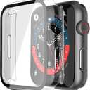 Misxi 2 Pack Hard PC Case with Tempered Glass Screen Protector Compatible with Apple Watch Series 9 (2023), 8, 7 41mm, Ultra-Thin Scratch Resistant Cover for iWatch, Transparent