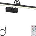 FUNCHDAY Picture Light, Wireless Rechargeable Gallery Light with Remote, 280LM Dimmable Painting Art Lighting Battery Operated, 16" Metal Picture Lights for Wall Art,Paintings,Mirror (Black) (16 Inches)