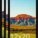 12x20 Picture Frame Black for Wall Mounting Set of 3, Horizontal and Vertical Formats for Wall Hanging, Wood 12x20 Frame, Black, 3 Pack