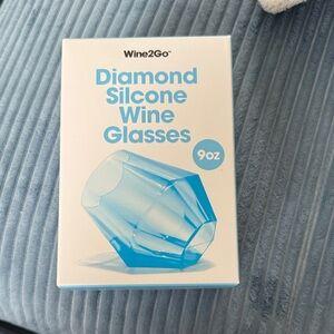 Wine2Go Diamond Silicone Wine Glasses 9oz, 2pack