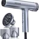 Hair Dryer, Professional Brushless Motor Ionic Hair Blow Dryer with Diffuser, Magnetic Nozzles, 0.83Pound, 2000W, 60dB, 3 Heat Settings & 3 Speed & Cold Settings (Silvery)