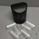 2 Pcs Desk Trash Can with Swing Lids, 12 Rolls of Trash Bags, 2L Brushed Stainless Steel Countertop Garbage Bin Small Wastebasket with Lid for Office Desk, Coffee Table (Black)