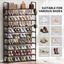 SRRSO Shoe Rack, 10 Tier Shoe Storage Organizer with Hooks, Fit 40-45 Pairs Shoes, Metal Tall Shoe Shelf for Closet, Entryway, Hallway, Garage, Bedroom, Cloakroom (XL)