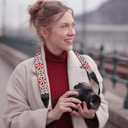 Camera Strap, Jacquard Weave 2" Shoulder Neck Straps for All DSLR Cameras Men Women Photographers (Jacquard Orange White)