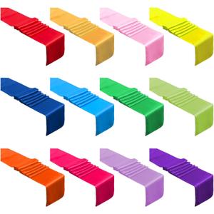 12 Pcs Bright Color Satin Silk Table Runners, Multi Color Fall Party Chair Sashes for Thanksgiving Christmas New Year Wedding Banquet Birthday Party Decoration, 12 x 108 Inch