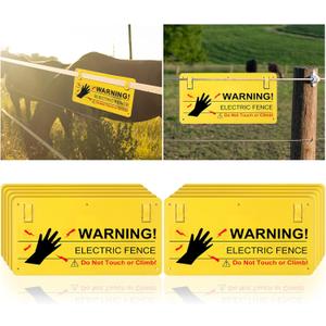 10 Pieces Plastic Electric Fence Warning Signs Hang on Caution Danger Electrical Fence Signs Bulk 9.6"x5" Do Not Touch or Climb for Protect Farm Home Safety