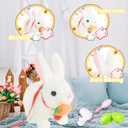 Hopping Rabbit Interactive Electronic Pet Plush Bunny Toy with Sounds and Movements Animated Walking Wiggle Ears Twitch Nose Gift for Toddlers Birthday