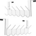 SKOLOO Over The Door Hook - for Doors up to 1-3/4'' Thickness, White, No Assembly Required, Stainless Steel, Door Coat Rack for Entryway & Bathroom Hanging Coats, Backpack, Robes, Towels, Pack of 2