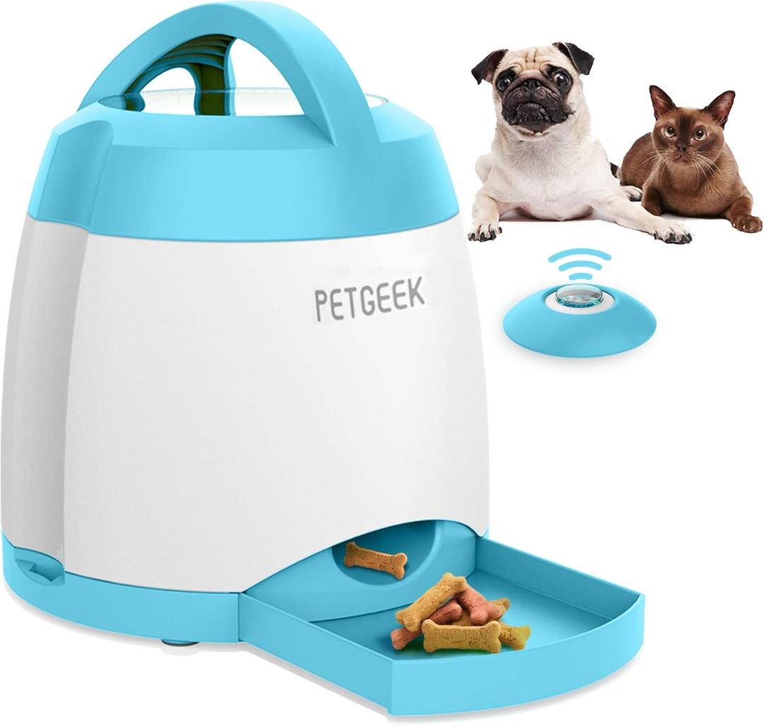 PETGEEK Dog Food Dispenser Toy, Treat Dispensing Dog Toys for IQ Training, Interactive Puzzle Toys to Keep Them Busy, 3000mAh USB Rechargeable Pet Treat Dispenser with Push Remote Button, 400ml